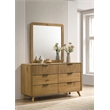 Pemberly Row 6-Drawer Mid-Century Dresser and Mirror Set in Light Oak