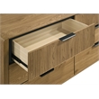 Pemberly Row 6-Drawer Mid-Century Dresser and Mirror Set in Light Oak