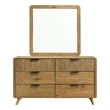 Pemberly Row 6-Drawer Mid-Century Dresser and Mirror Set in Light Oak