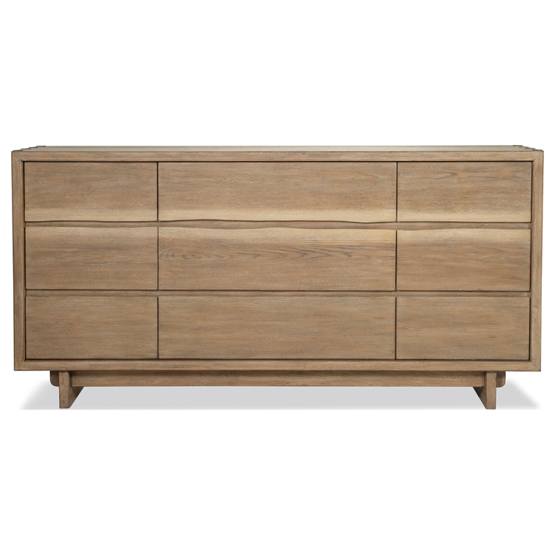 Pemberly Row 9-Drawer Live-Edge Rustic Wood Dresser in Weathered Oak