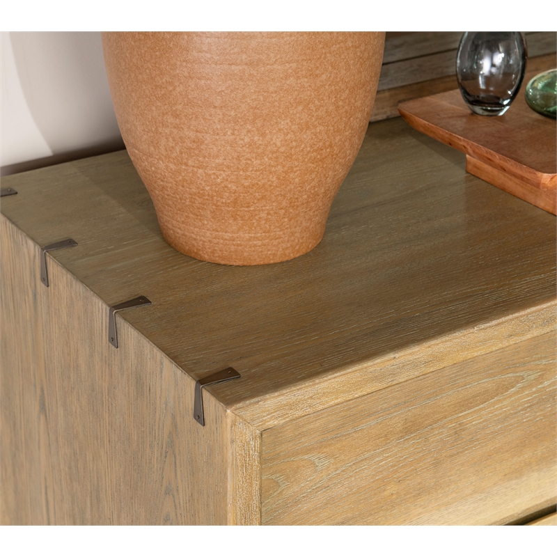 Pemberly Row 9-Drawer Live-Edge Rustic Wood Dresser in Weathered Oak