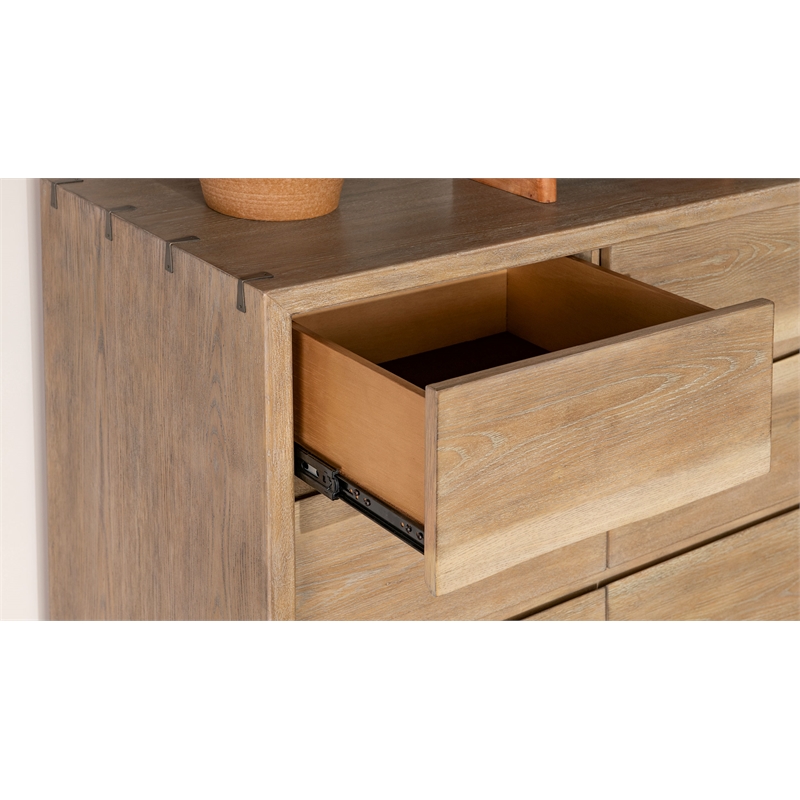 Pemberly Row 9-Drawer Live-Edge Rustic Wood Dresser in Weathered Oak