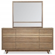 Pemberly Row 9-Drawer Rustic Wood Dresser with Mirror in Weathered Oak