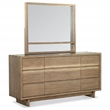Pemberly Row 9-Drawer Rustic Wood Dresser with Mirror in Weathered Oak