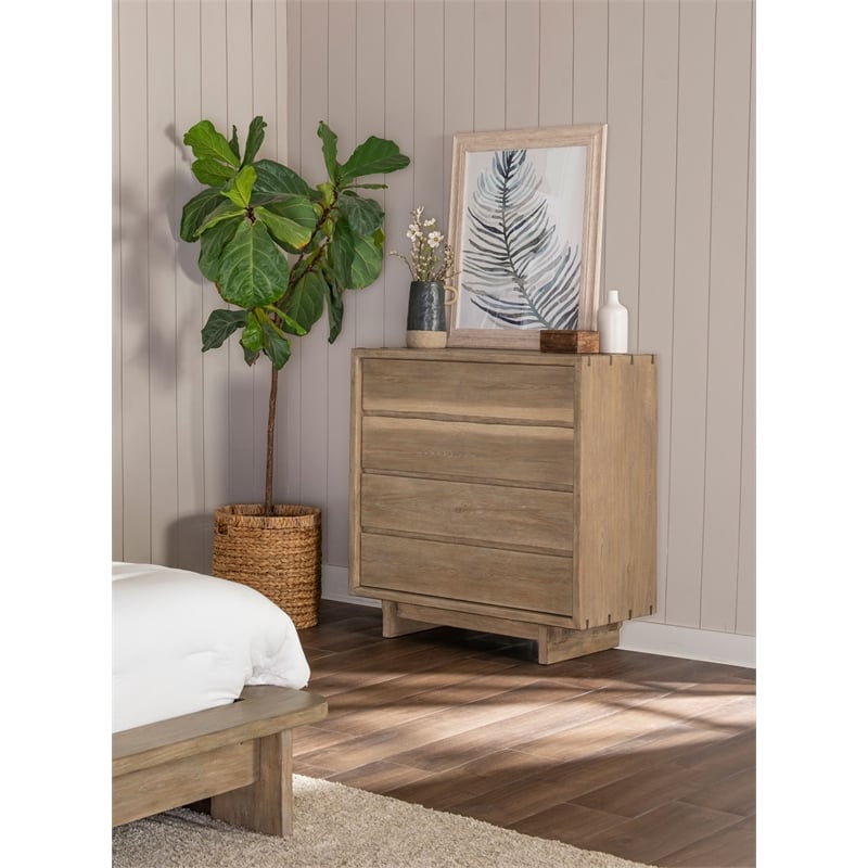 Pemberly Row 4-Drawer Rustic Wood Chest of Drawers in Weathered Oak