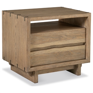 Pemberly Row 2-Drawer Wood Nightstand with USB Ports in Weathered Oak