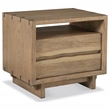 Pemberly Row 2-Drawer Wood Nightstand with USB Ports in Weathered Oak