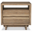 Pemberly Row 2-Drawer Wood Nightstand with USB Ports in Weathered Oak