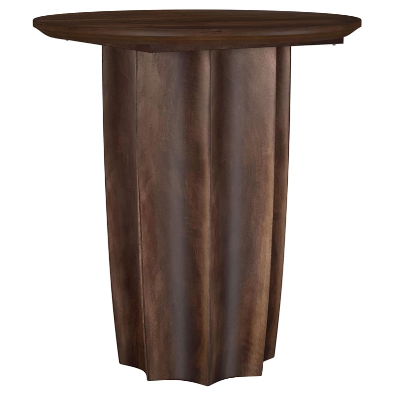 Pemberly Row 3-Piece Round Mango Wood Coffee Table Set in Walnut