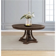 Pemberly Row Round Pedestal Traditional Wood Dining Table in Dark Oak