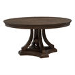 Pemberly Row Round Pedestal Traditional Wood Dining Table in Dark Oak