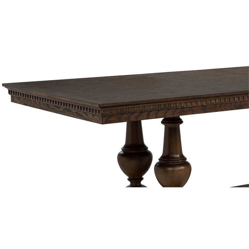 Pemberly Row Rectangular Trestle Traditional Wood Dining Table in Dark Oak