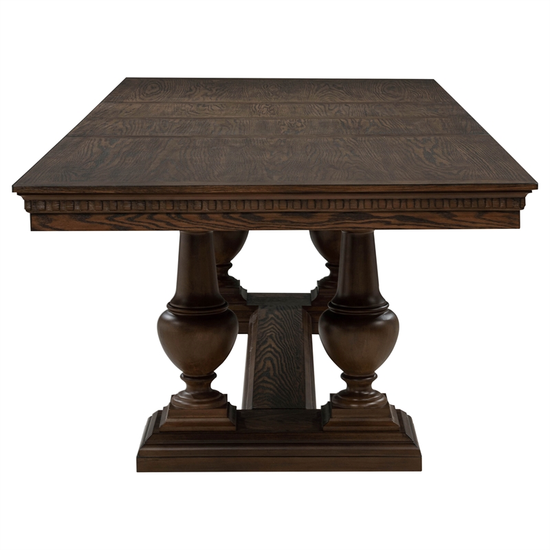 Pemberly Row Rectangular Trestle Traditional Wood Dining Table in Dark Oak