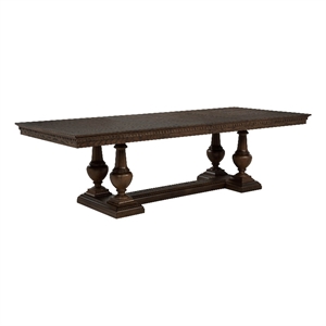 Pemberly Row Rectangular Trestle Traditional Wood Dining Table in Dark Oak