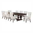 Pemberly Row 9-Piece Rectangular Wood Trestle Dining Set in Dark Oak