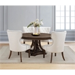 Pemberly Row 5-Piece Round Wood Pedestal Dining Set in Dark Oak/Beige