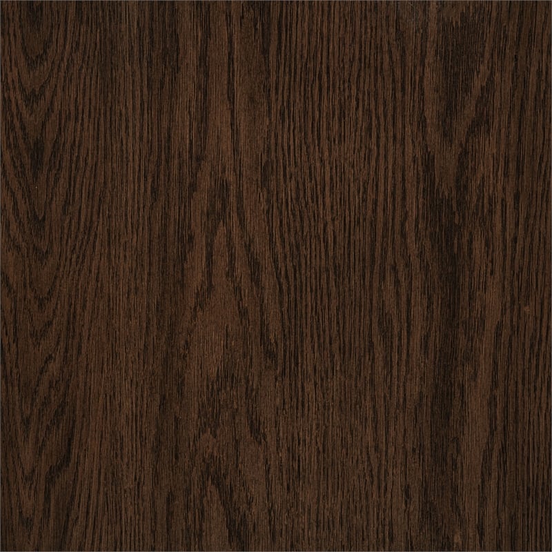 Pemberly Row 5-Piece Round Wood Pedestal Dining Set in Dark Oak/Beige