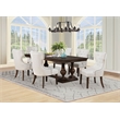 Pemberly Row 7-Piece Rectangular Wood Trestle Dining Set in Dark Oak