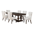 Pemberly Row 7-Piece Rectangular Wood Trestle Dining Set in Dark Oak