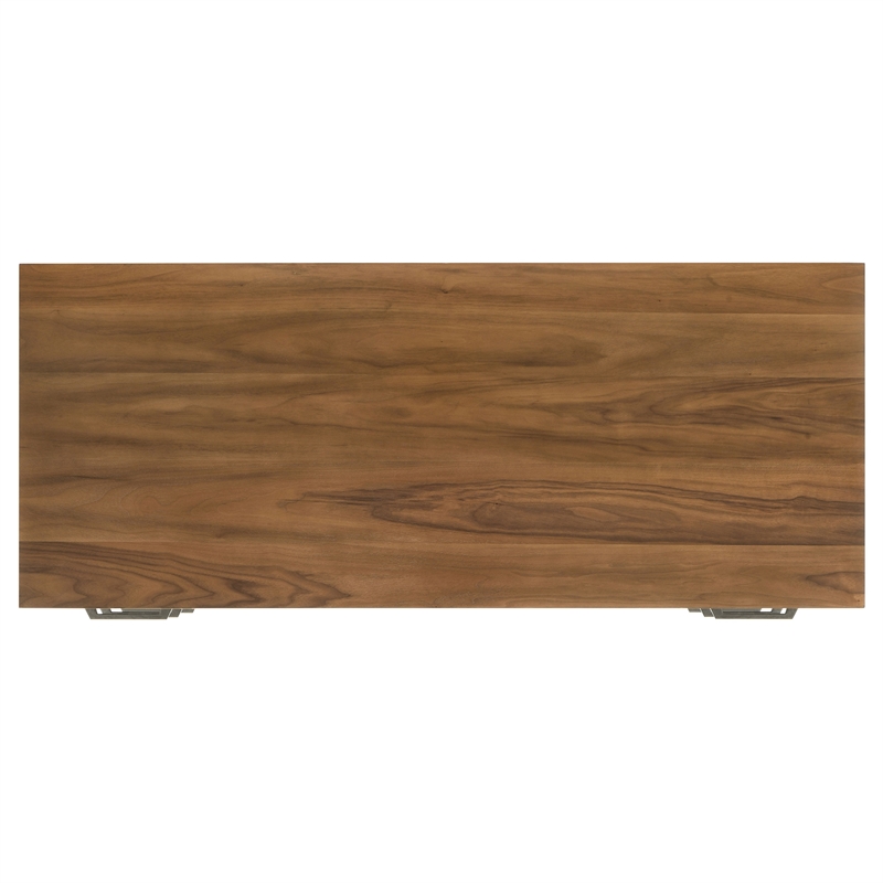 Pemberly Row 6-Drawer Transitional Wood Computer Desk in Walnut/Black