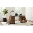 Pemberly Row 6-Drawer Transitional Wood Computer Desk in Walnut/Black