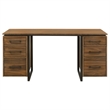 Pemberly Row 6-Drawer Transitional Wood Computer Desk in Walnut/Black