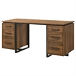 Pemberly Row 6-Drawer Transitional Wood Computer Desk in Walnut/Black
