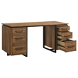 Pemberly Row 6-Drawer Transitional Wood Computer Desk in Walnut/Black