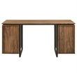 Pemberly Row 6-Drawer Transitional Wood Computer Desk in Walnut/Black