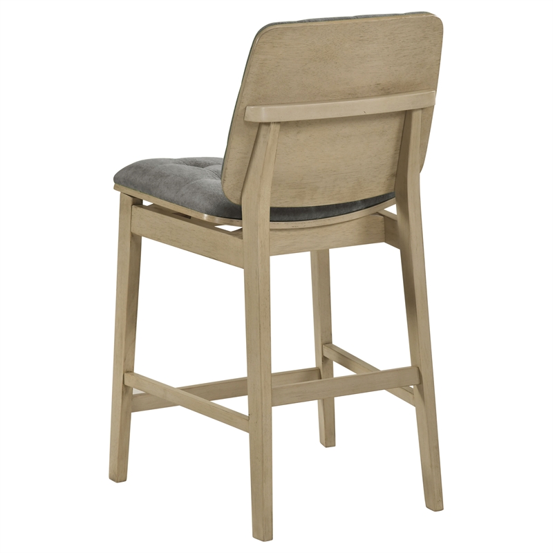 Pemberly Row 5-Piece Velvet Counter Height Dining Set in Gray/Oak