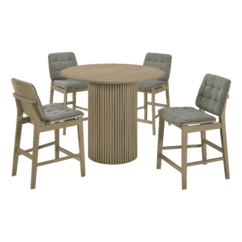 Pemberly Row 5-Piece Velvet Counter Height Dining Set in Gray/Oak