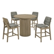 Pemberly Row 5-Piece Velvet Counter Height Dining Set in Gray/Oak