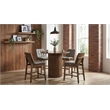 Pemberly Row 5-Piece Velvet Counter Height Dining Set in Gray/Walnut