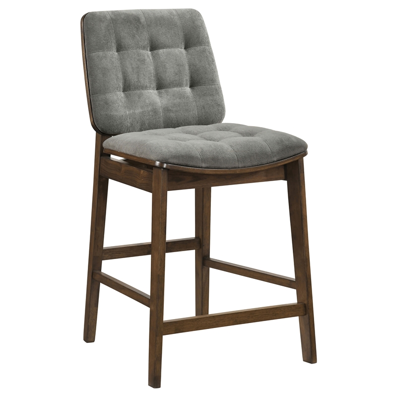 Pemberly Row 5-Piece Velvet Counter Height Dining Set in Gray/Walnut