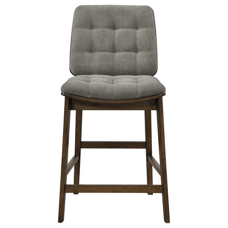 Pemberly Row 5-Piece Velvet Counter Height Dining Set in Gray/Walnut