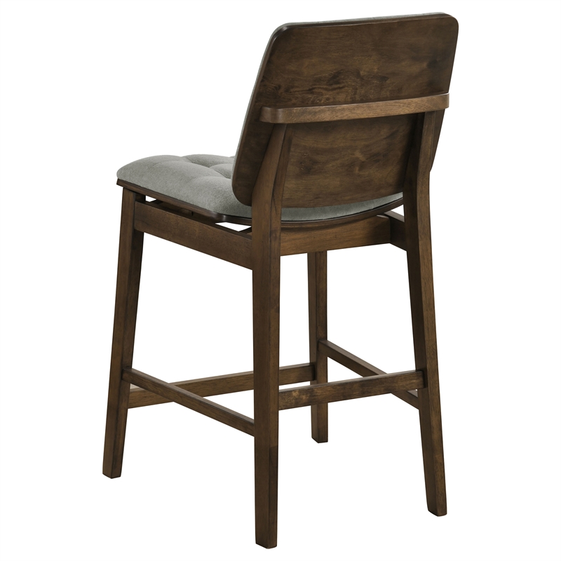 Pemberly Row 5-Piece Velvet Counter Height Dining Set in Gray/Walnut