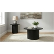Pemberly Row 2-Piece Round Wood Fluted Coffee and End Table Set in Black