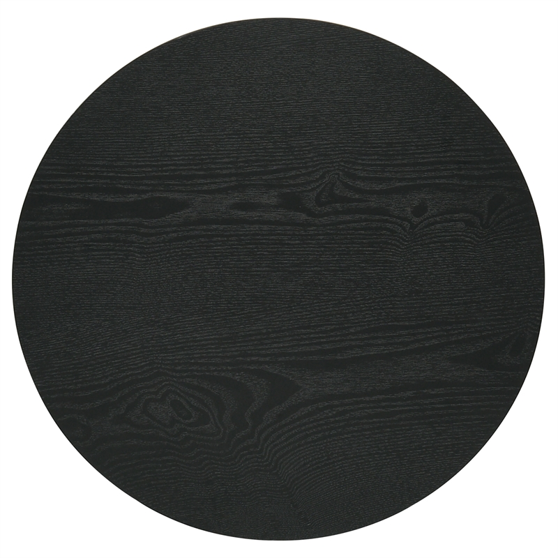 Pemberly Row 2-Piece Round Wood Fluted Coffee and End Table Set in Black