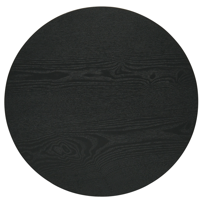 Pemberly Row 3-Piece Round Wood Fluted Coffee and End Table Set in Black