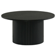 Pemberly Row 3-Piece Round Wood Fluted Coffee and End Table Set in Black