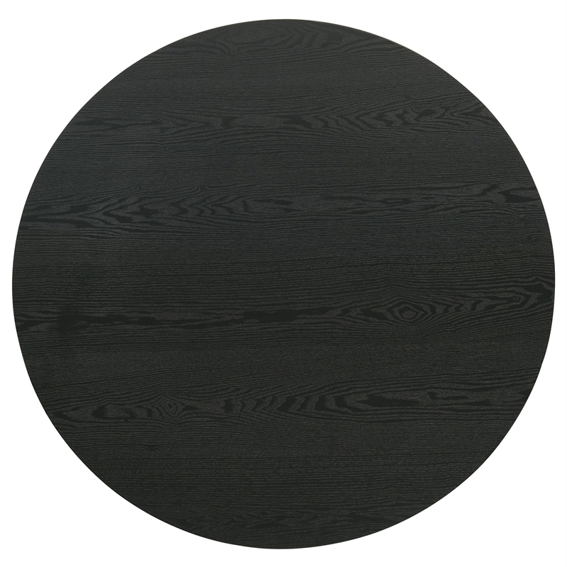 Pemberly Row 3-Piece Round Wood Fluted Coffee and End Table Set in Black