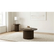 Pemberly Row 2-Piece Round Wood Fluted Coffee and End Table Set in Walnut