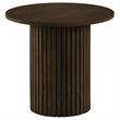 Pemberly Row 2-Piece Round Wood Fluted Coffee and End Table Set in Walnut