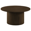 Pemberly Row 2-Piece Round Wood Fluted Coffee and End Table Set in Walnut