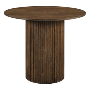 Pemberly Row Round Fluted Wood Counter Height Dining Table in Walnut