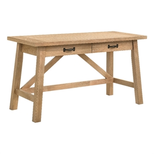 Pemberly Row 54&quot 2-Drawer Wood Writing Desk in Distressed Light Brown