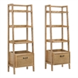 Pemberly Row 2-Piece Wood Bookshelf with Drawer in Distressed Light Brown
