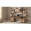 Pemberly Row 4-Piece Wood Desk and Bookshelf Set in Distressed Light Brown