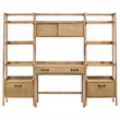 Pemberly Row 4-Piece Wood Desk and Bookshelf Set in Distressed Light Brown