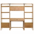 Pemberly Row 4-Piece Wood Desk and Bookshelf Set in Distressed Light Brown